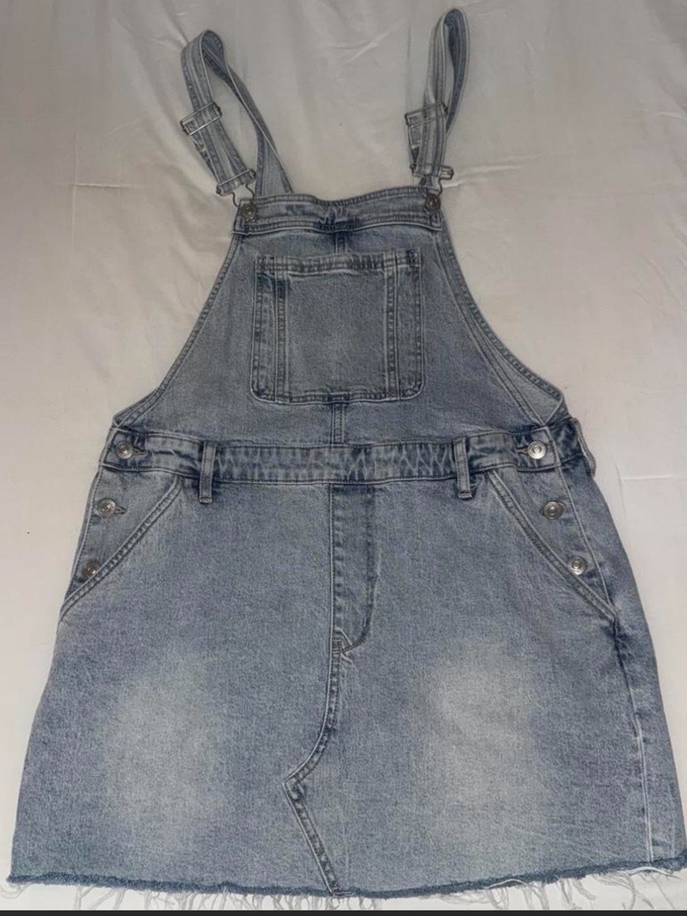 Washed Light Blue Denim Women's Overall Skirt